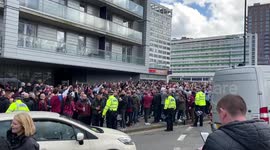 Aston Villa fans contained by police ahead of game with Manchester City