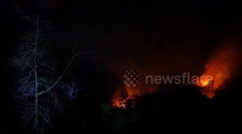 Forest fires seen burning in Riau province as dry season begins in Indonesia