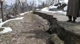Dozens of homes damaged after major landslide in south Kashmir