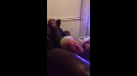 Halloween killer clown prank on grandparents, ends with grandad swearing and Nan telling grandad off