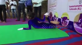 Indian girl sets world record for most forward rolls in contorted yoga pose