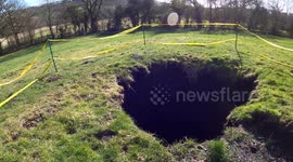 Sinkhole opens near Wirksworth, Derbyshire after heavy rain from Storm Jorge