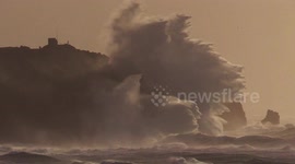 Colossal 50m waves seen breaking on coast of Cornwall