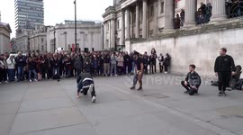 Awesome break dancing in Trafalgar Square on the first day of spring - London