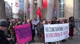 Protesters outside Canada House in London demonstrate support for the Wet'suwet'en