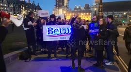A Bernie Sanders Supporter In Parliament Square Makes A Speech