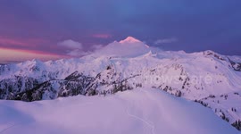 Stunning aerial view of sunrise over Mount Baker in Washington State