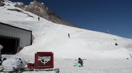 Oof! Overconfident skier's leap of faith off Mt Hood leads to hilariously hard landing