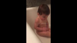 Cutest shy baby in the tub a must see!!!