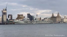 HMS Prince of Wales R09 Aircraft carrier docked at Liverpool. Departs 6/3/20