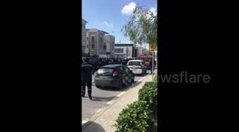Emergency services on the scene of US embassy blast in Tunisia