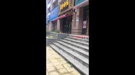Deserted Wuhan Streets amid and boarded up shops Coronavirus outbreak