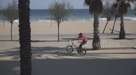 Cool BMX Rider pulls tricks at the beach with palm trees!