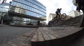 Slip out crash / fail with Flying BMX Bike