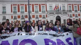 Students protest for gender equality in Madrid, Spain