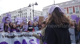 Students protest for gender equality in Madrid, Spain