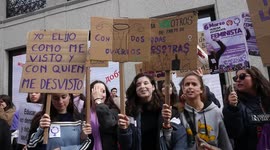 Students protest for gender equality in Madrid, Spain