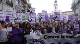 Students protest for gender equality in Madrid, Spain