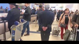man not taking any chances Corona virus protection at LAX