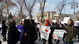 International Women's Day: Feminists march through Kazakh city to call for equality