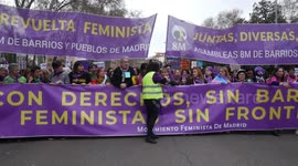 Feminists in Madrid support Latin American women during International Women´s Day March