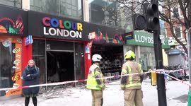 Firefighters seen on Colour London fire site on Saturday morning following blaze in Mayfair