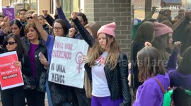 Women rally outside Mexican embassy in New York to condemn violence suffered by women