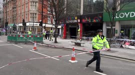 Police surround charred souvenir shop after Oxford Street blaze