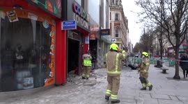 Fire engine on the site of Colour London blaze in Oxford Street on Saturday morning