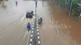 Torrential rain floods central Jakarta
