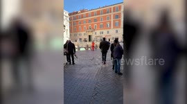 Police order tourists away from cordoned off Trevi fountain in Rome