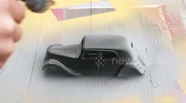 Rusty toy car dating back to 1940s is restored to its former glory