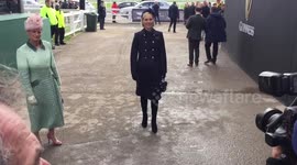Zara Tindall arrives at Cheltenham Festival on day one of the horse racing event