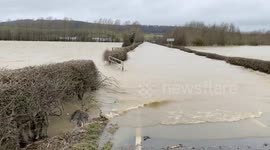 Road close to Welsh airport flooded as River Severn breaks its banks