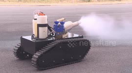 5G-controlled robot tank used to spray disinfectant during COVID-19 outbreak in China
