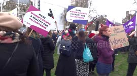 Thousands protests in London's Parliament Square for International Women's Day