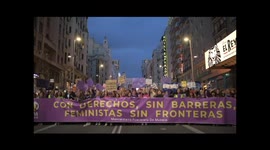 Manolo Manolito, la cena tú solito!  Feminist movement attend a demonstration during International Women's Day on March 08, 2020 in Madrid, Spain