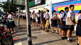 Health workers screen Thai students for coronavirus during school exams