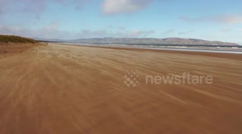 Drone Captures Sand Storm On Beach