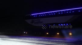 Translink bus in snow on Glenshane Pass, Northern Ireland