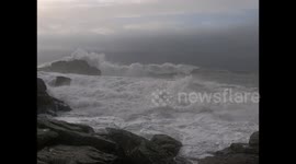 spectacular waves in Brittany (France) during the high tide 2020