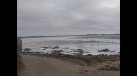 surf spot in Brittany (France) during the high tide 2020