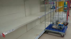 Empty shelves seen at supermarket in London during coronavirus outbreak