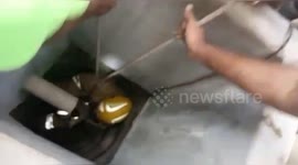 Firefighters rescued cat that fell into a 100-foot deep well in Southern india