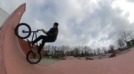 Crazy BMX Bike Jumps on Dangerous Skatepark Transition