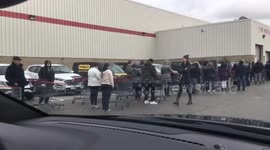 Coronavirus fears see locals form huge queues at supermarket in Ontario, Canada