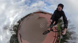 Funny BMX Ride through Skatepark