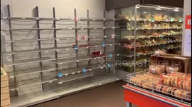 Empty supermarket stores because of corona