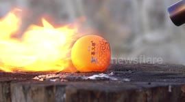 Blow torch eviscerates household objects in fiery experiment
