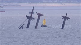 Wreck of SS Richard Montgomery in the Thames Estuary at High and Low water